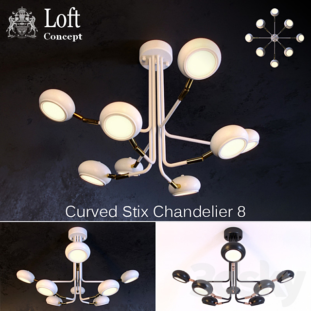 Chandeliers Curved Stix 3DSMax File - thumbnail 2