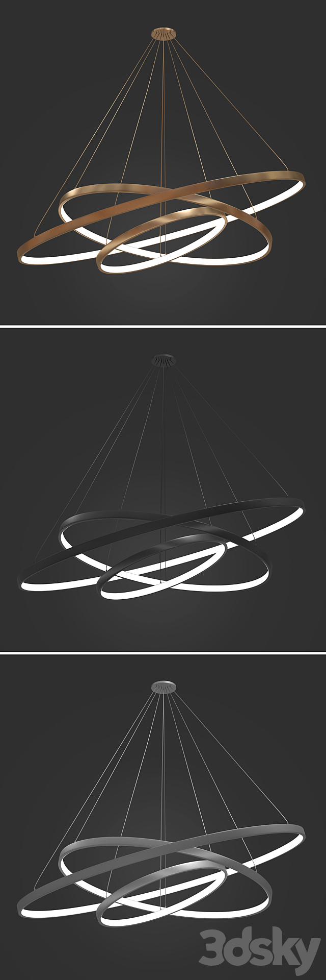 Chandeliers LED 3 rings 3DSMax File - thumbnail 2