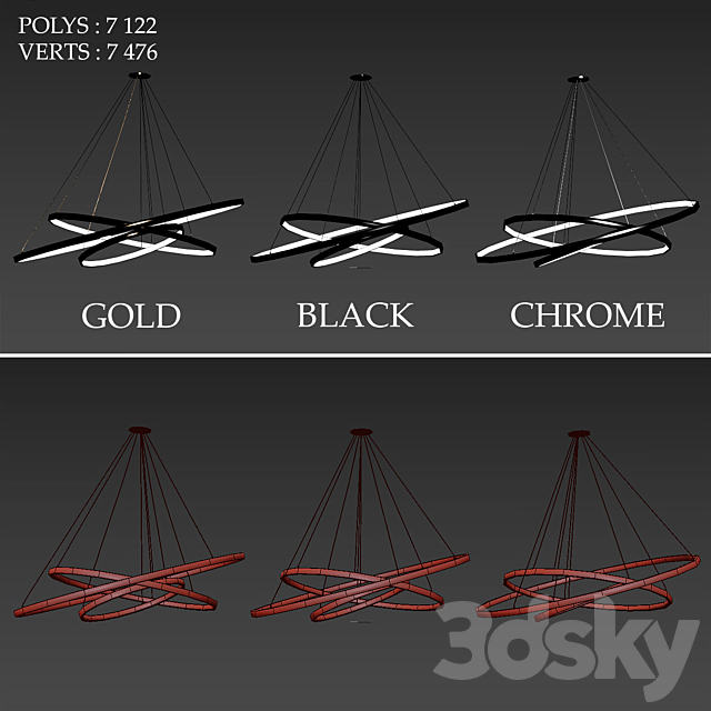 Chandeliers LED 3 rings 3DSMax File - thumbnail 3