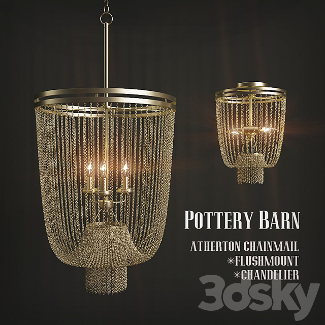 Chandeliers POTTERY BARN ATHERTON CHAINMAIL FLUSHMOUNT _ CHANDELIER 3DSMax File - thumbnail 1