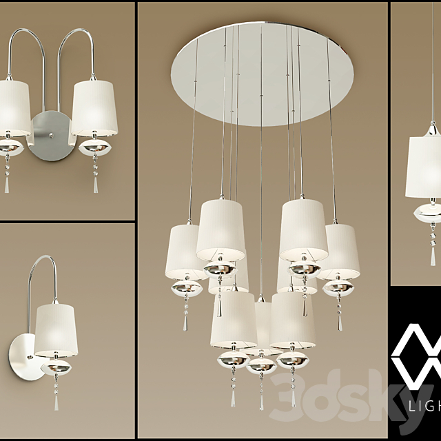 Chandeliers sconces pendant lamp MW-light Fusion 3DS Max Model - thumbnail 1