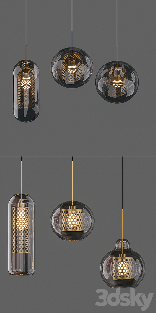 Chiswick Glass Pendant Light 3DS Max Model - thumbnail 2