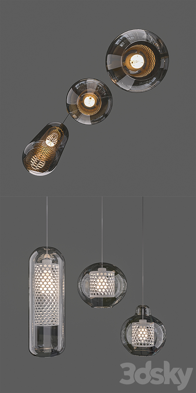 Chiswick Glass Pendant Light 3DS Max Model - thumbnail 3