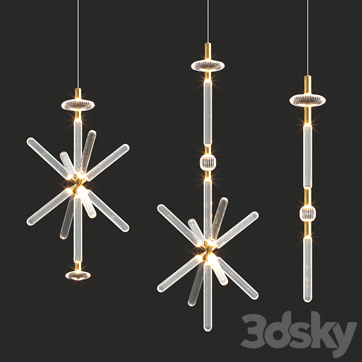 Cipher Lasvit collection chandelier 3DS Max Model - thumbnail 2