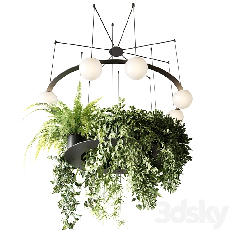 CIRC Suspension lamps Pendants chandelier with ampelous plants 3DS Max Model - thumbnail 2