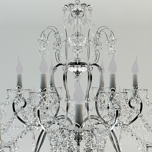 Classic chandelier in chrome 3DS Max Model - thumbnail 2