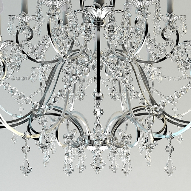 Classic chandelier in chrome 3DS Max Model - thumbnail 3