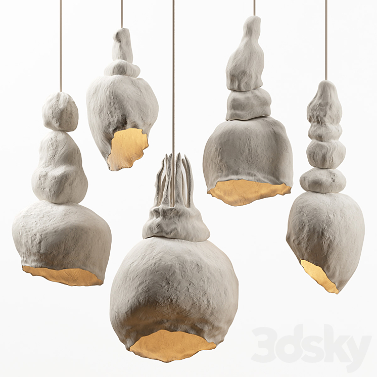 Clay lamps. 5 models 3DS Max Model - thumbnail 1