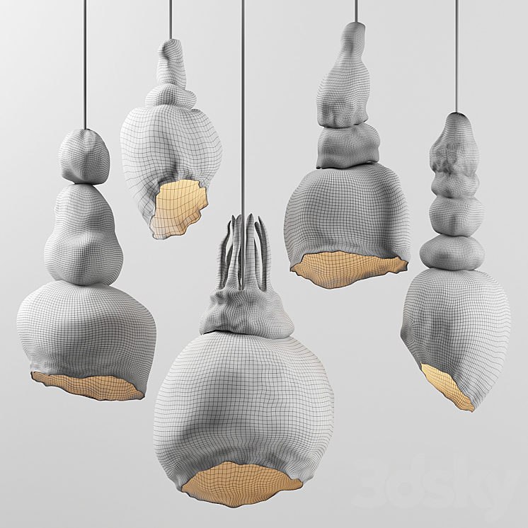 Clay lamps. 5 models 3DS Max Model - thumbnail 2