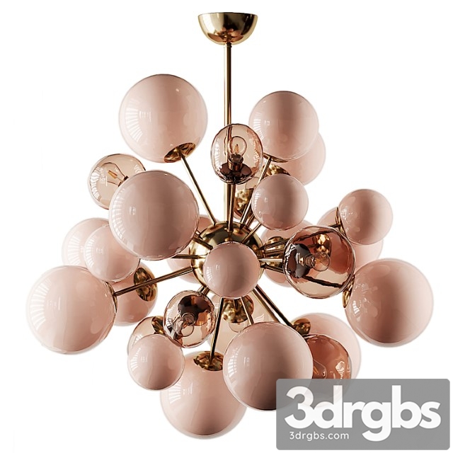 Clear And Opaque Pink Blush Murano Glass And Brass Sputnik Chandelier Italy 3dsmax Download - thumbnail 1