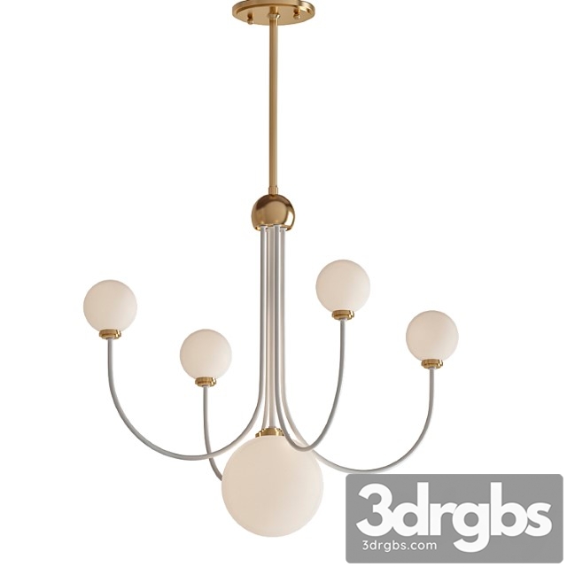 Coco 5-light aged brass white led chandelier with opal shiny glass shade 3dsmax Download - thumbnail 1