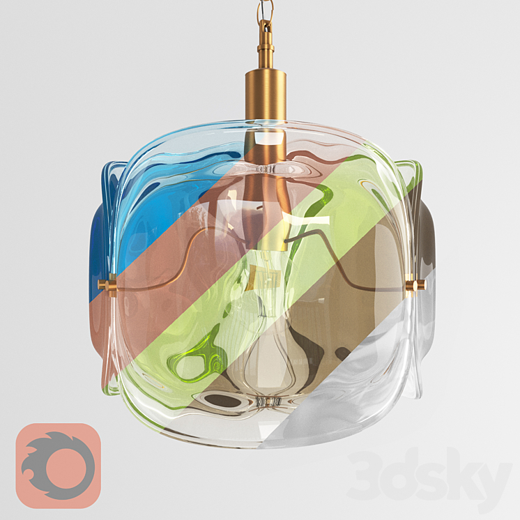Colored glass pendant lamp Lampatron TRINO 3DS Max - thumbnail 2