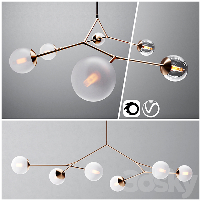 Contemporary branching bubble 6 chandelier – Dendroid 4 _ cor _ v-ray _ 3DSMax File - thumbnail 1