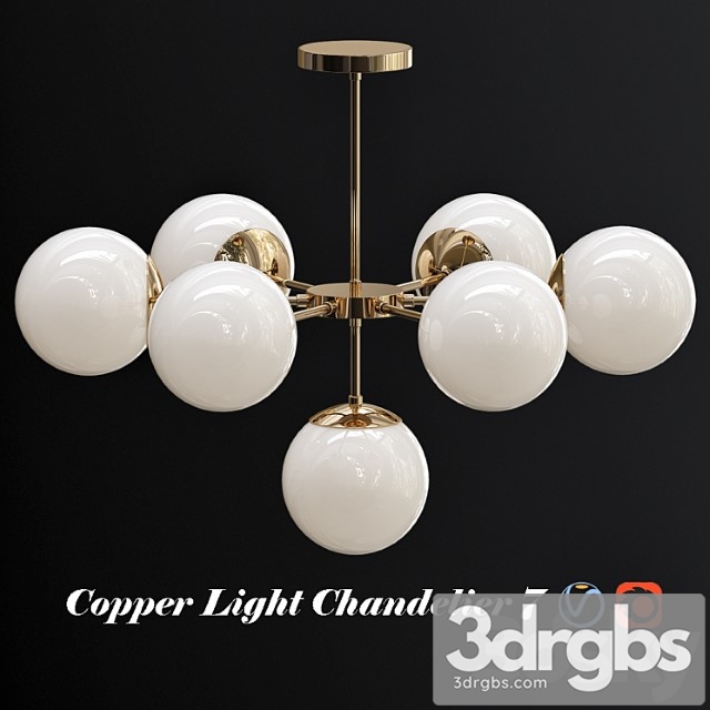 Copper light chandelier 7 3dsmax Download - thumbnail 1