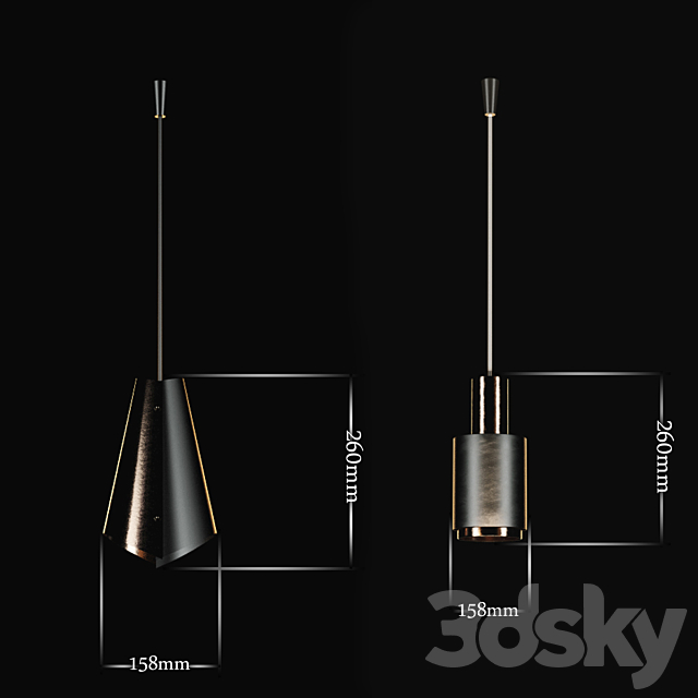 Copper pendants set 3DS Max Model - thumbnail 2