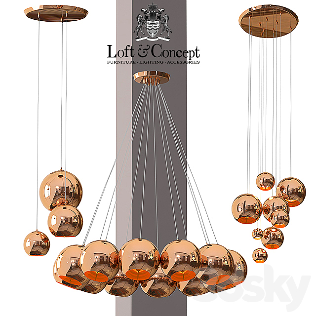 Copper Shade Chandelier 3DSMax File - thumbnail 2