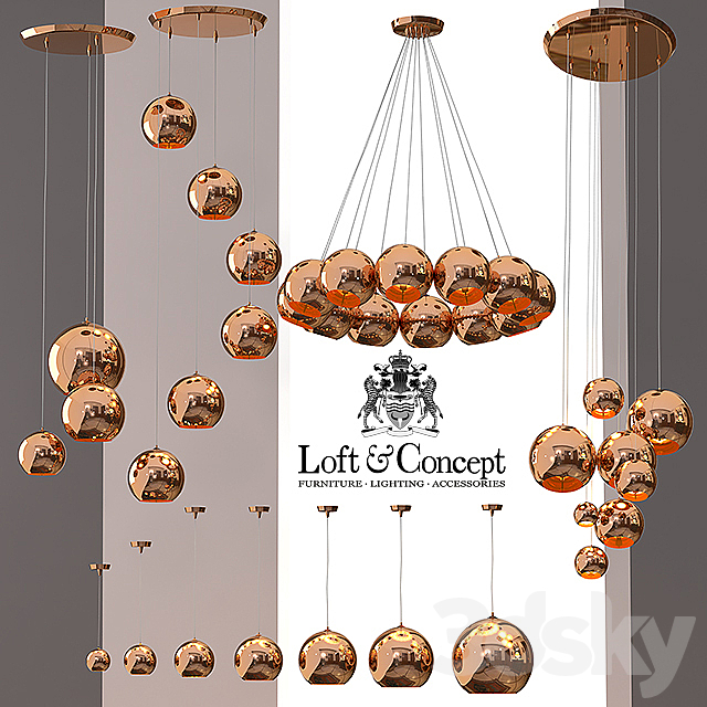 Copper Shade Chandelier 3DSMax File - thumbnail 3