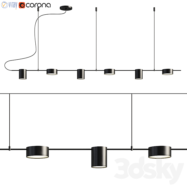 Counterpoint 6 Light Led Linear Pendant 3DSMax File - thumbnail 1