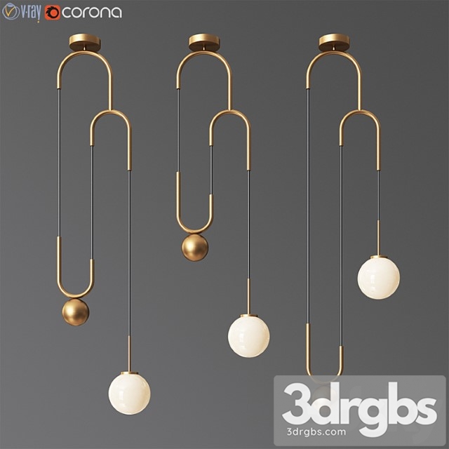 Cradle brass pulley pendant light 3dsmax Download - thumbnail 1