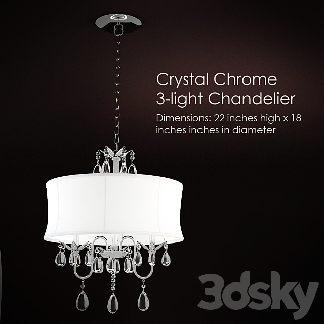 Crystal Chrome 3-light Chandelier 3DSMax File - thumbnail 1