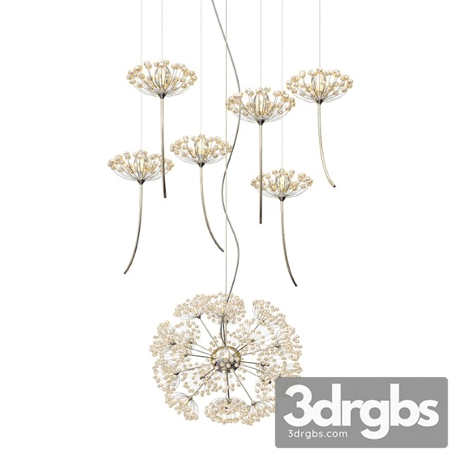 Crystal Dandelion Chandelier Northern European Style 2 3dsmax Download - thumbnail 1