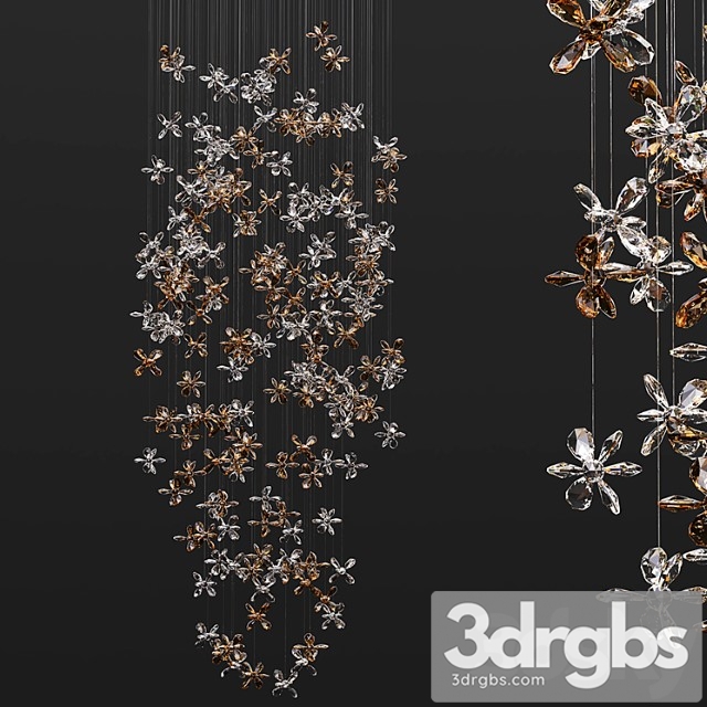 Crystal Flowers Chandelier 3dsmax Download - thumbnail 1