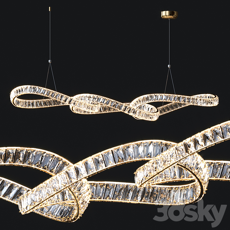 Crystal Linear Chandelier 3DS Max Model - thumbnail 1