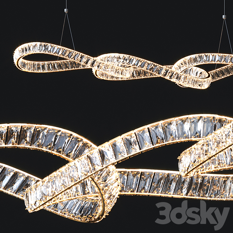 Crystal Linear Chandelier 3DS Max Model - thumbnail 2