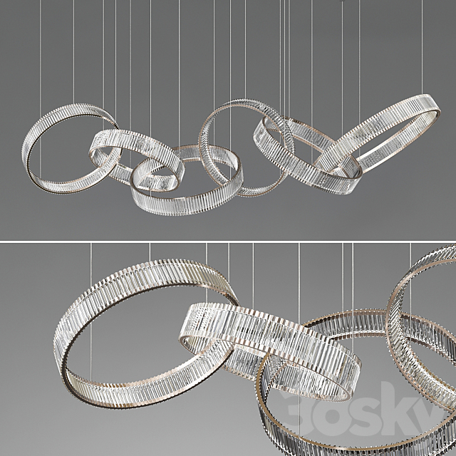 Crystal Ring Chandelier 3DS Max Model - thumbnail 1