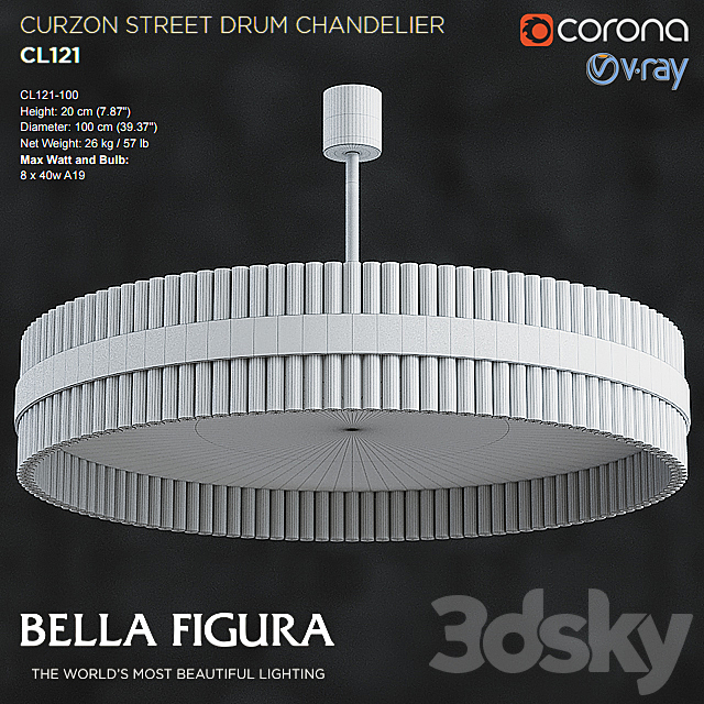 CURZON STREET DRUM CHANDELIER CL121-100 3DSMax File - thumbnail 2