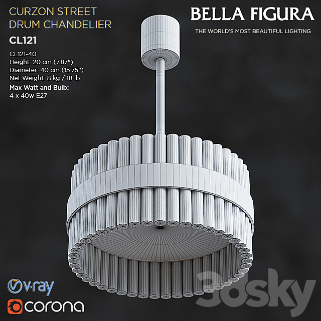 CURZON STREET DRUM CHANDELIER CL121-40 3DS Max Model - thumbnail 2