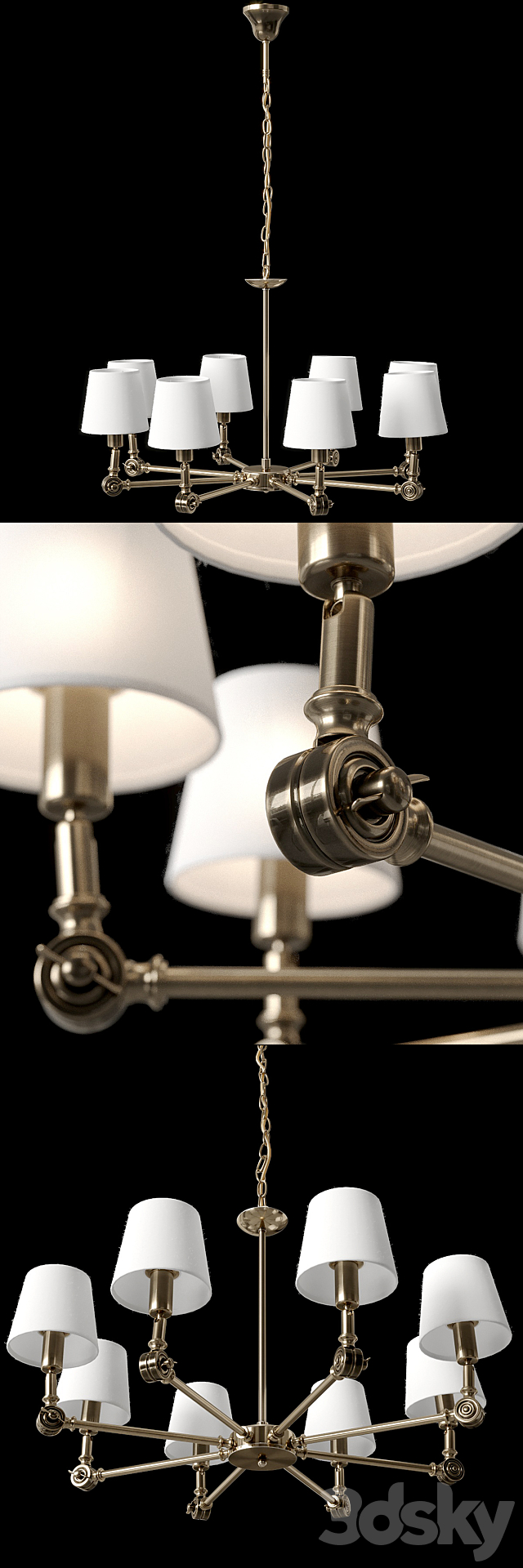 Dantone Home _ Chandelier Kingston with 8 light bulbs 3DSMax File - thumbnail 2