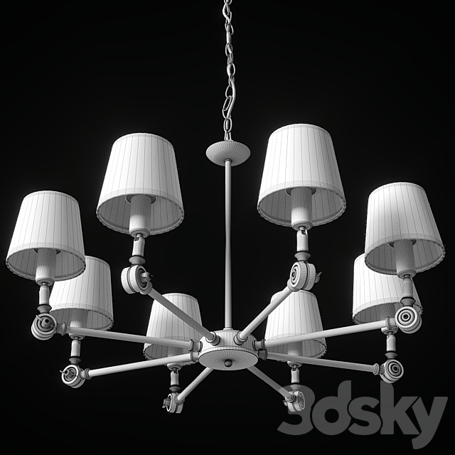 Dantone Home _ Chandelier Kingston with 8 light bulbs 3DSMax File - thumbnail 3