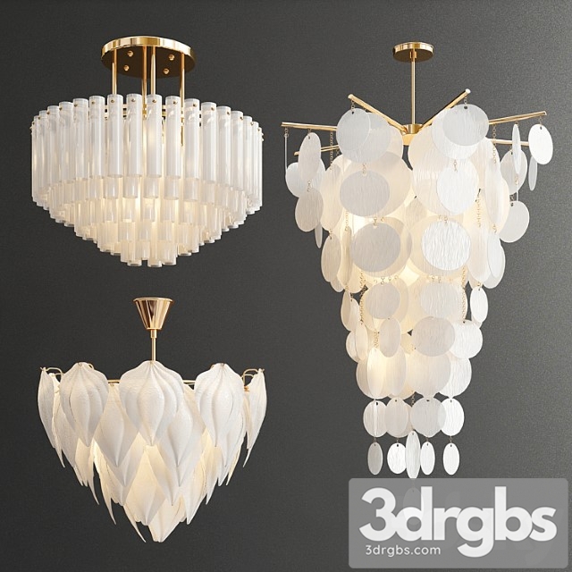 Decorative white glass chandelier – 3 type - thumbnail 1