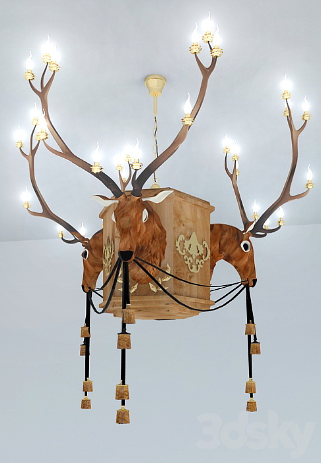 Deer chandelier 3ds Max - thumbnail 1