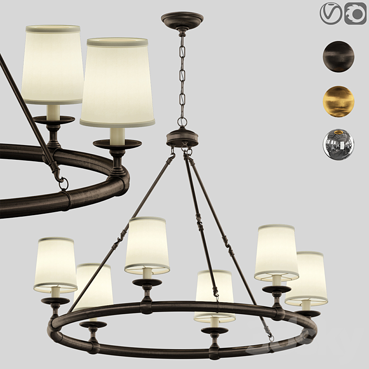 Devon round chandelier 6 light 3DS Max Model - thumbnail 3