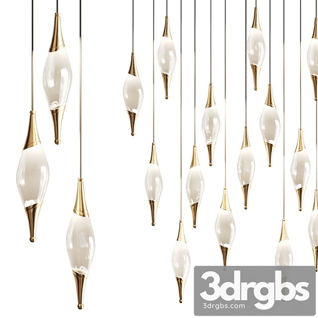 Drop pendant lamp with metal tips fame 3dsmax Download - thumbnail 1