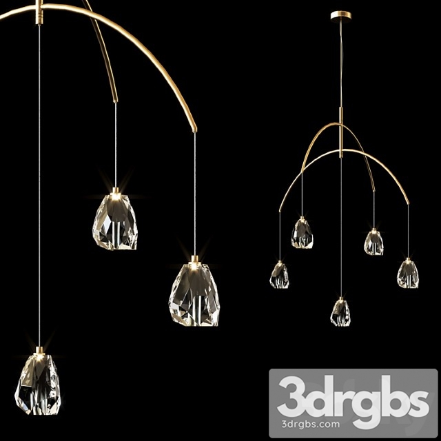 Faceted Crystal Five Light Chandelier 3dsmax Download - thumbnail 1