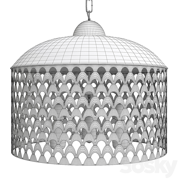 fan screen metal pendant 3DS Max Model - thumbnail 2