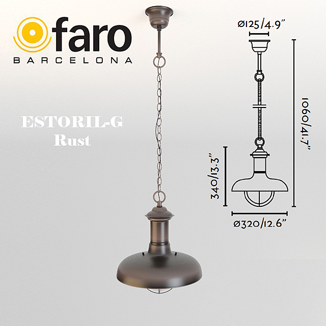 Faro ESTORIL-G Rust pendant lamp 3DSMax File - thumbnail 2