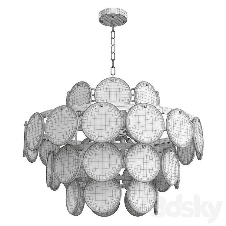 Fashion gold glass chandelier 3DS Max Model - thumbnail 2