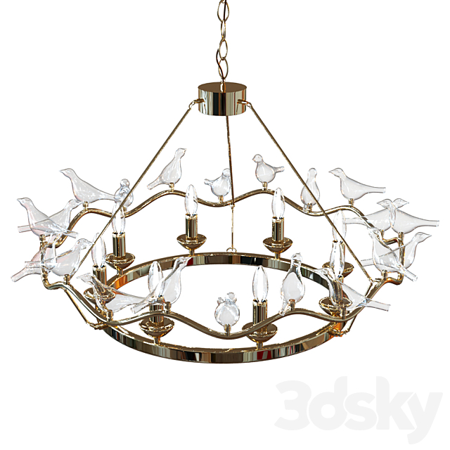 Favorite 1750-9P Chandelier Pajaritos 3DS Max Model - thumbnail 2