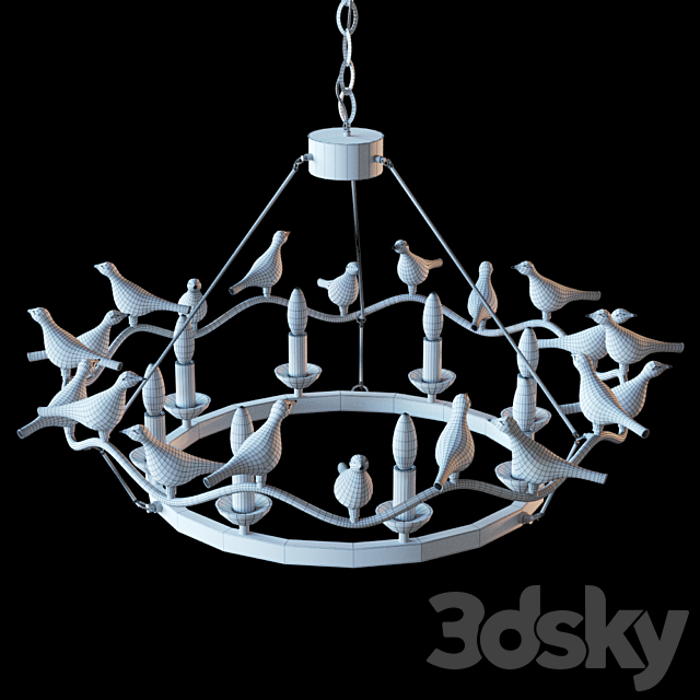 Favorite 1750-9P Chandelier Pajaritos 3DS Max Model - thumbnail 3