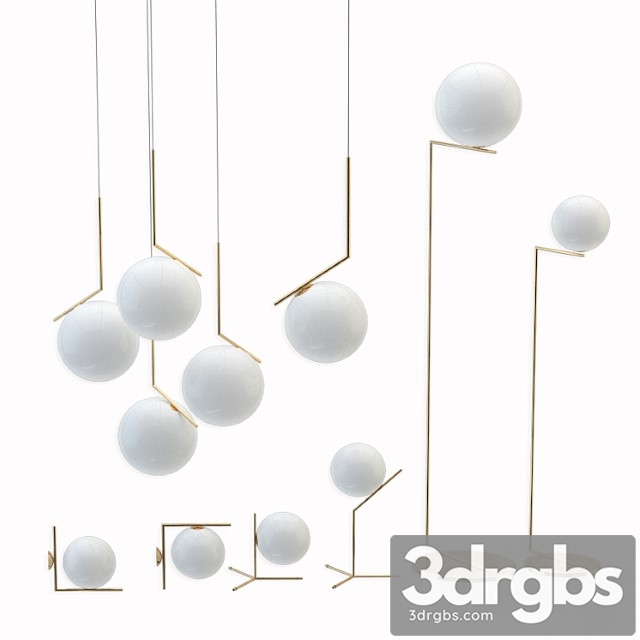 Flos ic lights set gold 3dsmax Download - thumbnail 1