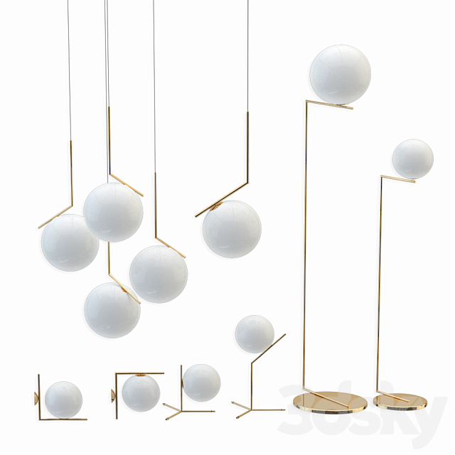 Flos ic lights set gold 3DSMax File - thumbnail 1