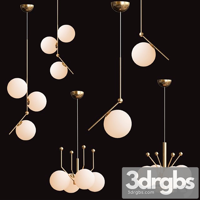 Flos ic lights set gold lamp 3dsmax Download - thumbnail 1