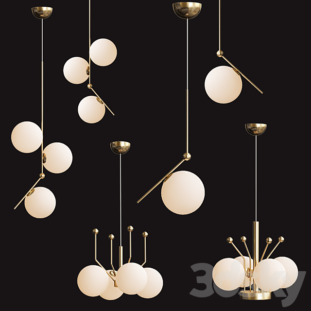 Flos IC Lights set gold lamp 3DSMax File - thumbnail 1