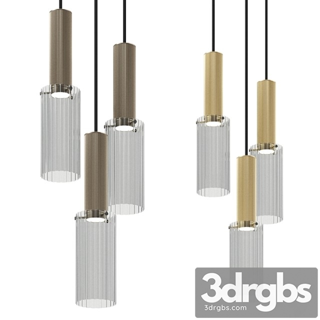 Flume 80 pendant 3 drop grouping bronze pendant lamp by j. adams & co - thumbnail 1