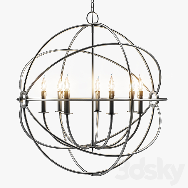 Foucault’s Iron Orb Chandelier Rustic Iron Medium 3DS Max Model - thumbnail 1