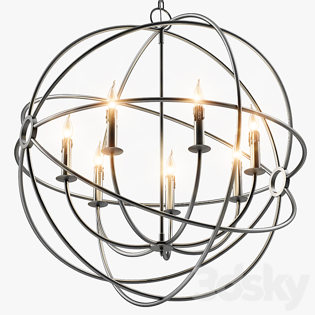 Foucault’s Iron Orb Chandelier Rustic Iron Medium 3DS Max Model - thumbnail 2